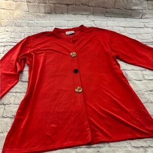 🔵DARK CORAL CURVY TUNIC with Unique Button Accents
